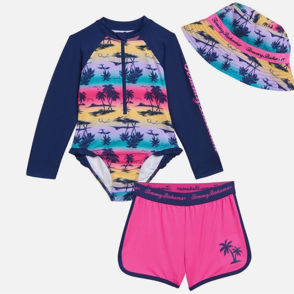 Tommy Bahama Kids' 3-piece Swim Set, Palm Trees